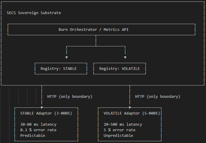Adaptor Architecture — Burn Orchestrator, STABLE and VOLATILE registries